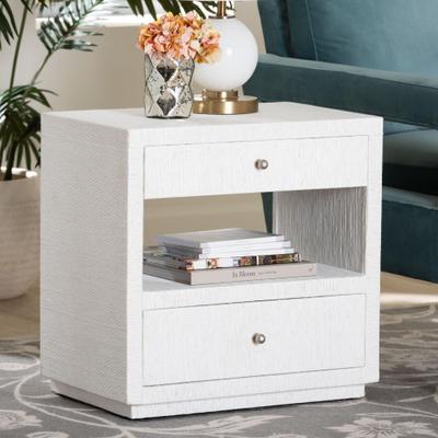 Kai Grasscloth End Table by Bali & Pari in White (Size OS)