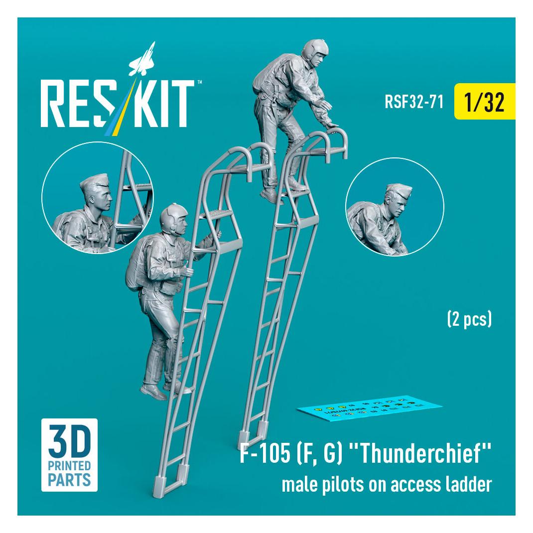 ResKit F-105 (F, G) Thunderchief male pilots on access ladder (2 pcs) (3D Printed) (RSF32-0071)
