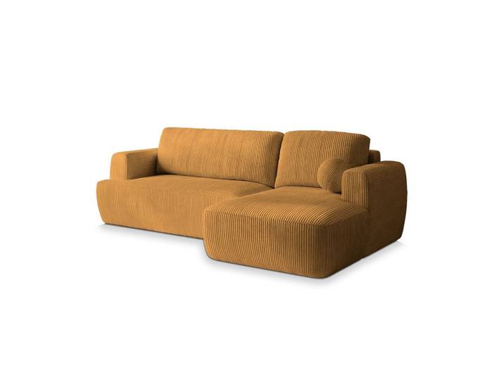 ECKSOFA SENTI P R-S Gelb Kordstoff mit Schlaffunktion
