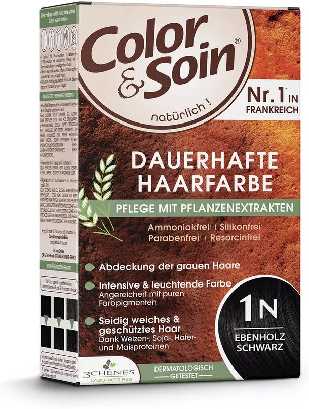 Color & Soin - Coloration permanente 1N Noir Ebène, 135 ml