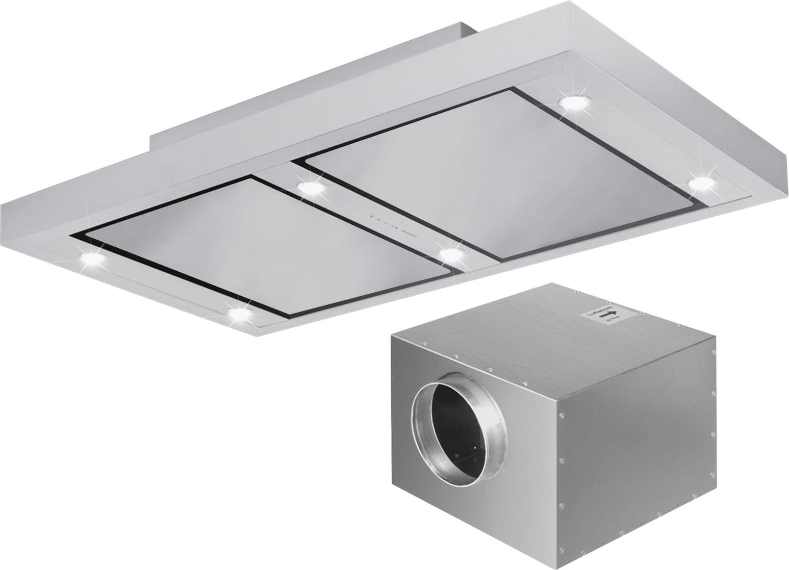 Silverline SET Altena ALD124.1E Deckenhaube 120 cm Edelstahl + Zwischenkammermotor