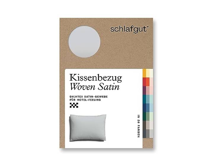 schlafgut Woven Satin Kissenbezug 60x80cm Grey Light, Hotelqualität seidig