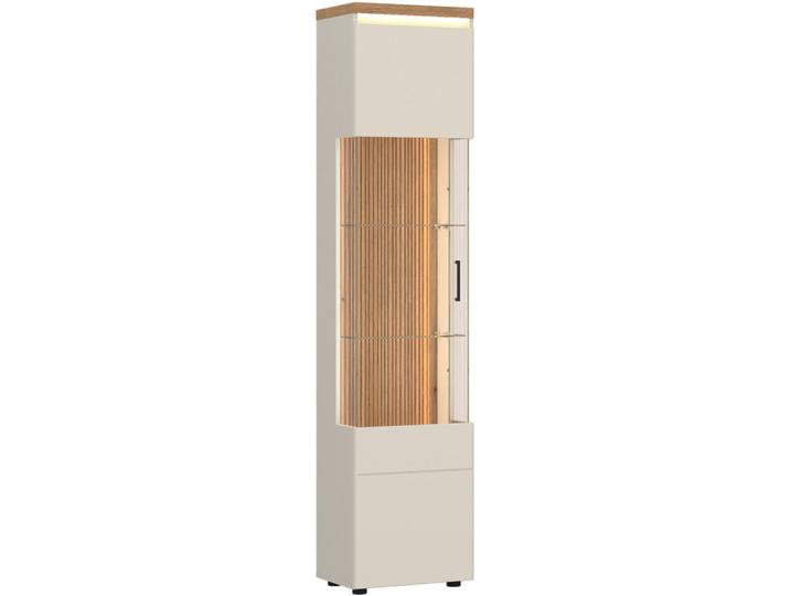 Livetastic Vitrine, Eichefarben, Kaschmir, Kunststoff, 4 Fächer, 45x201.5x35.6 cm, Esszimmer, Vitrinen, Vitrinenschränke