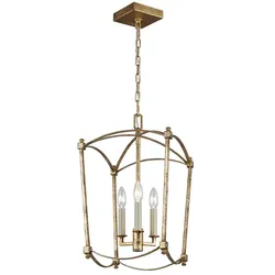Deckenlampe Pendelleuchte Hängelampe Antik Gold Esszimmerlampe 3-flammig