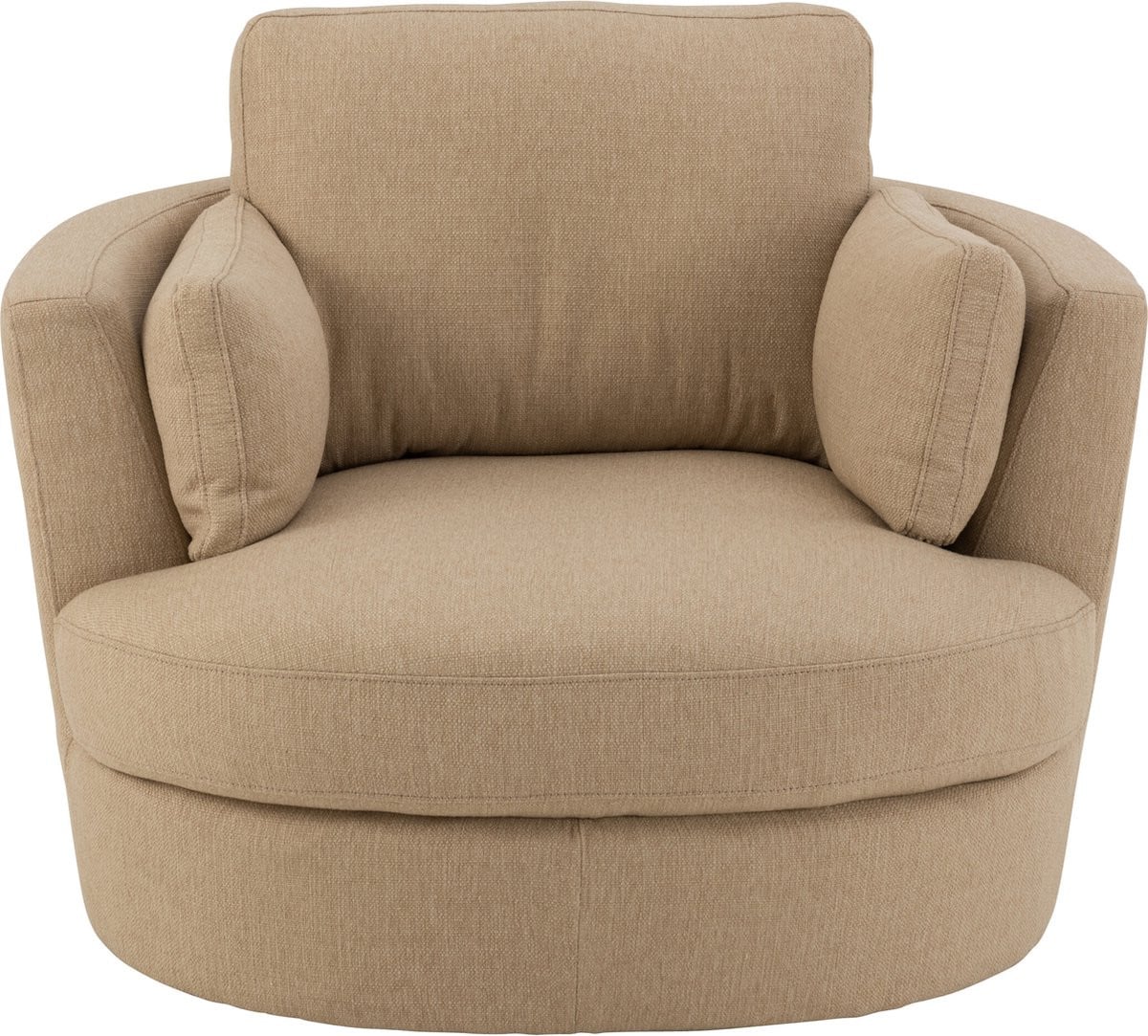 J-Line Swiv loungestoel in hout en beige textiel