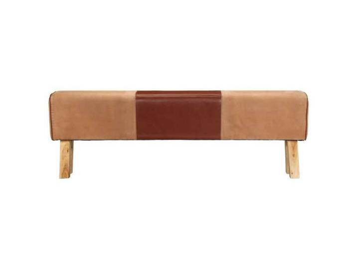 Banc d'entrée - mango - saut de cheval - 160 cm - Marron Cuir véritable et bois acacia M79
