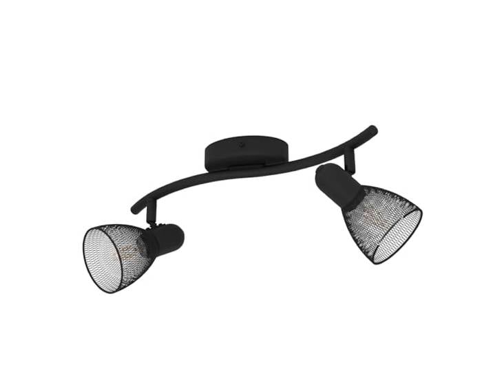 Eglo Plafonnier Carovigno\, lampe de plafond 2 flammes\, style classique et minimaliste\, projecteur en acier\, lampe de salon noire\, lampe de cuisine\, spots avec douille E14