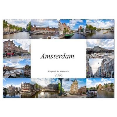 Amsterdam - Hauptstadt der Niederlande (Wandkalender 2026 DIN A2 quer), CALVENDO Monatskalender