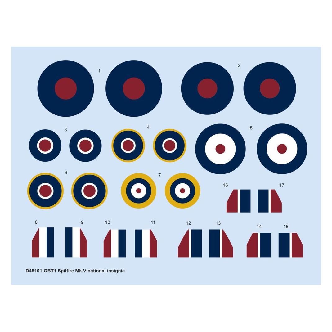 Eduard Spitfire Mk.V national insignia for (D48101)
