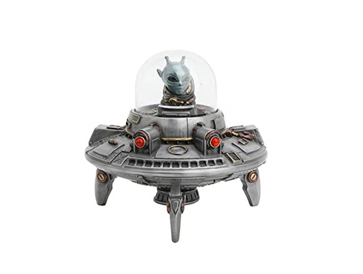 Veronese Design 14 cm hohe fliegende Untertasse, UFO, Alien-Besucherbereich, 51 Geschenk, Kunstharz-Skulptur, Heimdekoration, Sammelfigur