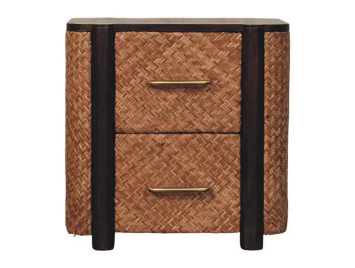 Artisan Furniture Nachtkasten Havana Geflechtfront, 2 Schubladen, Braun, Hellbraun, Holz, Echtholz,Mangoholz, Holz Optik, Rechteckig, 50x50x38 cm, Schlafzimmer, Nachttische