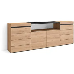 KOMMODE mit Schubladen, Sideboard Schrank, eiche, 214/35/75cm