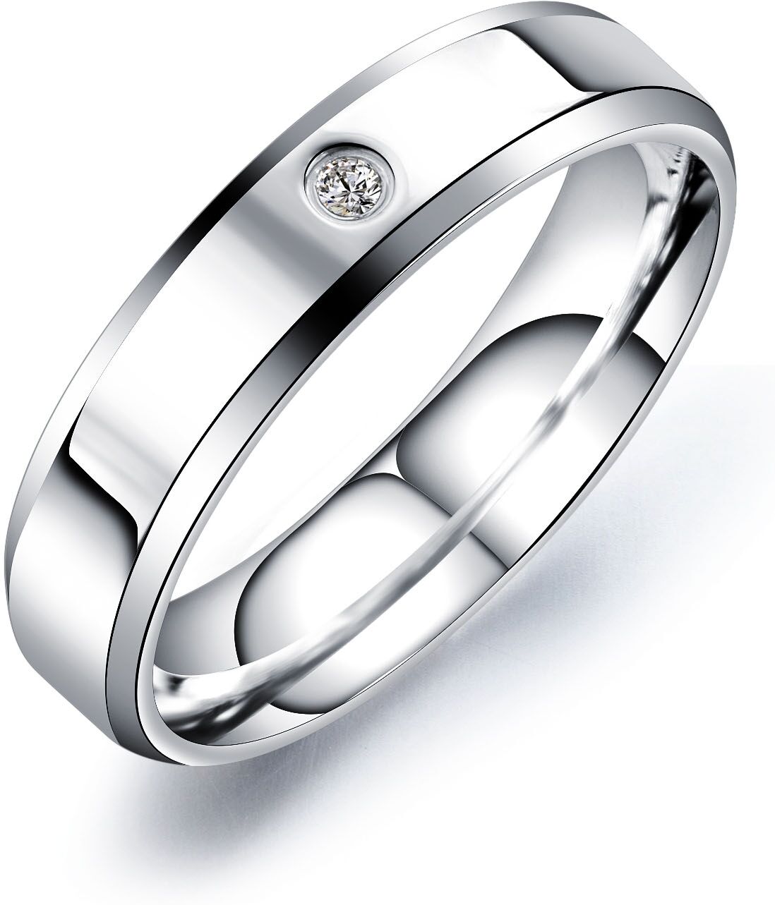Partnerring FIRETTI "Schmuck Geschenk "LIEBE" Shine" Gr. 65, silber (edelstahlfarben, kristallweiß), Fingerringe, Damen, 65, Edelstahl, 5mm, Partnerring, mit Zirkonia (synth.) edelstahlfarben, kristallweiß 65, Edelstahl, 5mm