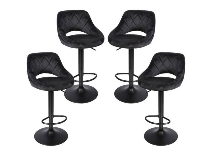 Tabouret de bar avec dossier Viyiduo - Noir - Lot de 4 - Velours