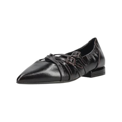 Riemchenballerina REGARDE LE CIEL "Regarde Le Ciel Ballerinas Leder", Damen, Gr. 40, mittelbraun, Leder, Schuhe Riemchenballerina