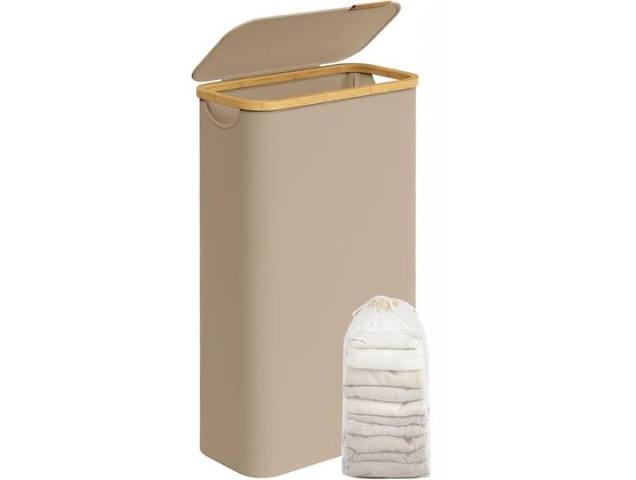 Wäschekorb 65L Bambus kamelbraun Oxford