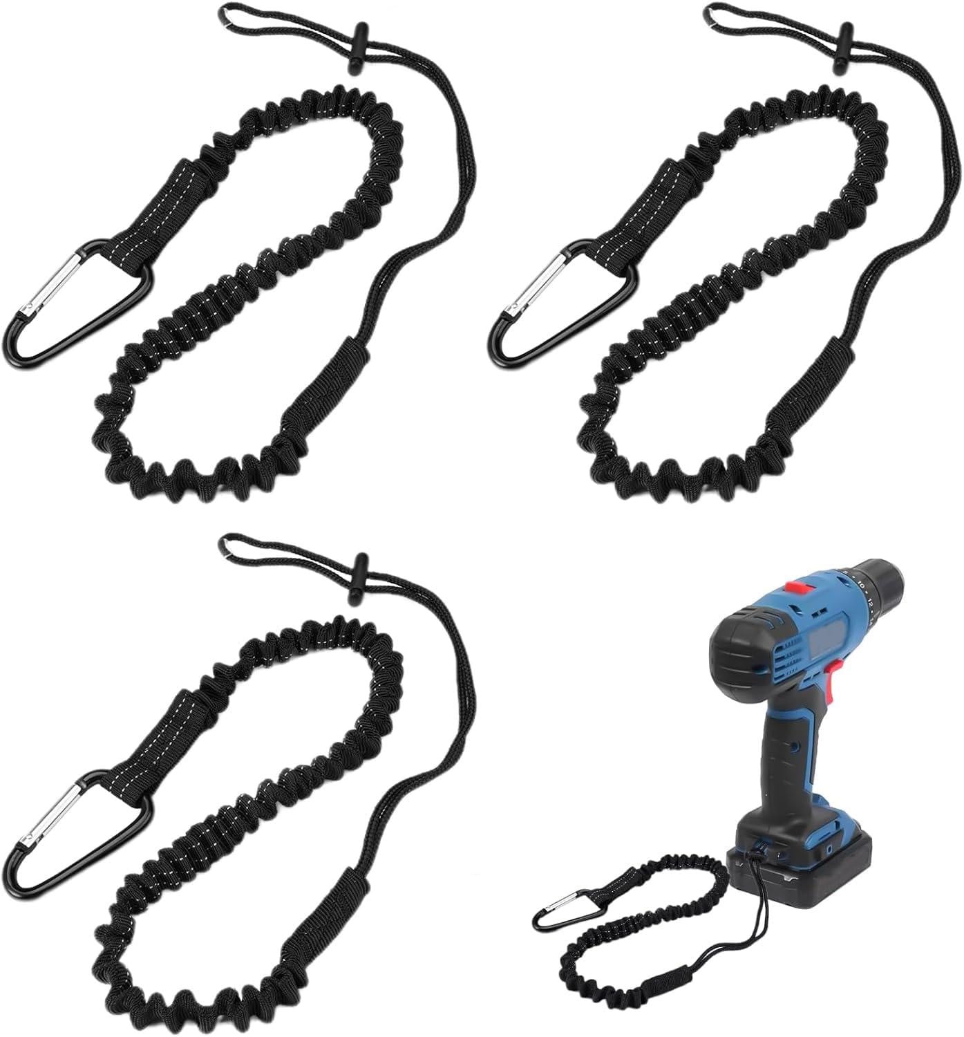 Set van 3 elastische en uittrekbare veiligheidslanyards voor gereedschap