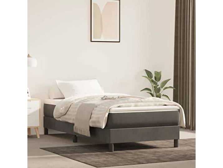 RJPLMFV Lattenrost, komplett, Velours, Dunkelgrau, 80 x 200 cm Matratze mit Taschenfedern, mittlere Unterstützung, Federholzleisten, weicher Matratzenschoner