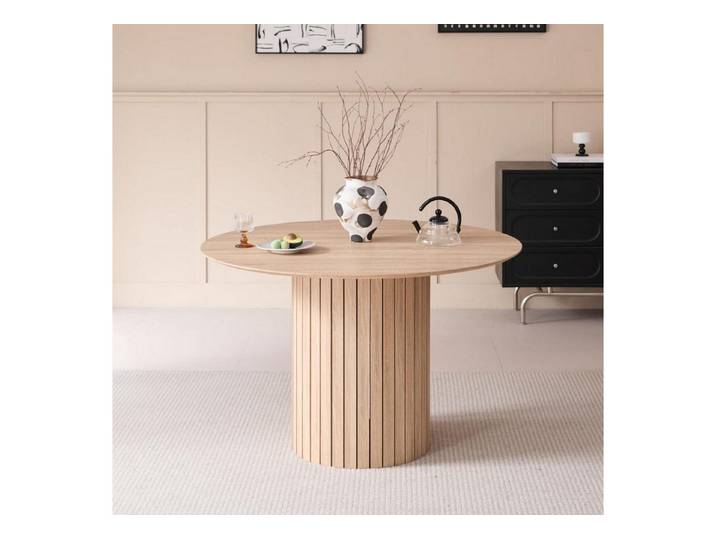 LuxusKollektion Esstisch Esstisch rund 120cm 4-6 Personen Metallgestell Landhausstil Hellbraun (1-St)