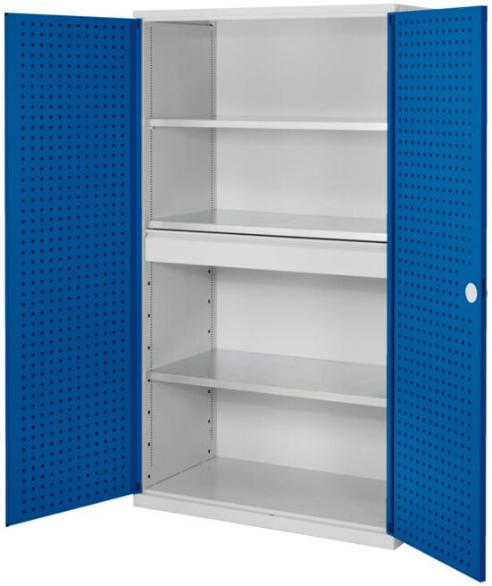 Kappes Großvolumenschrank RasterPlan RAL 7035/5010 Tür innen Lochplatten Ausstattung 2 (1785.02.3016)