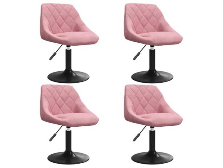KKgypkn 4 Drehbare Esszimmerstühle Rosa Samt Höhenverstellbar mit Gasdruckfeder, 360 Grad drehbar, schwarz pulverbeschichteter Stahlrahmen, weicher Samtbezug