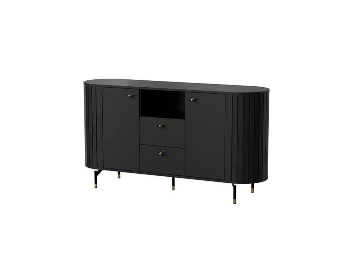 KOMMODE THIRA 150,1/81/40cm mit 2 Schubladen 2 Türen Schwarz