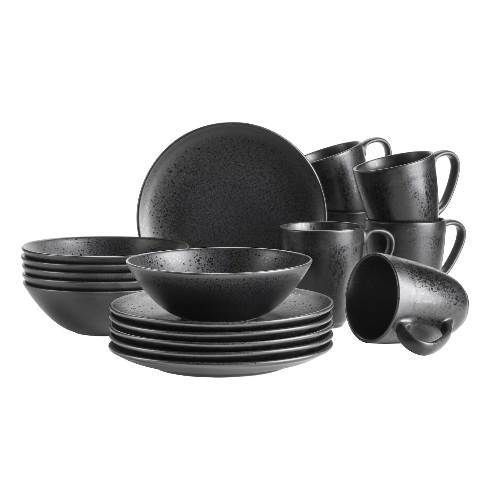 Mäser Frühstücks Set, Steinzeug Essential Schwarz