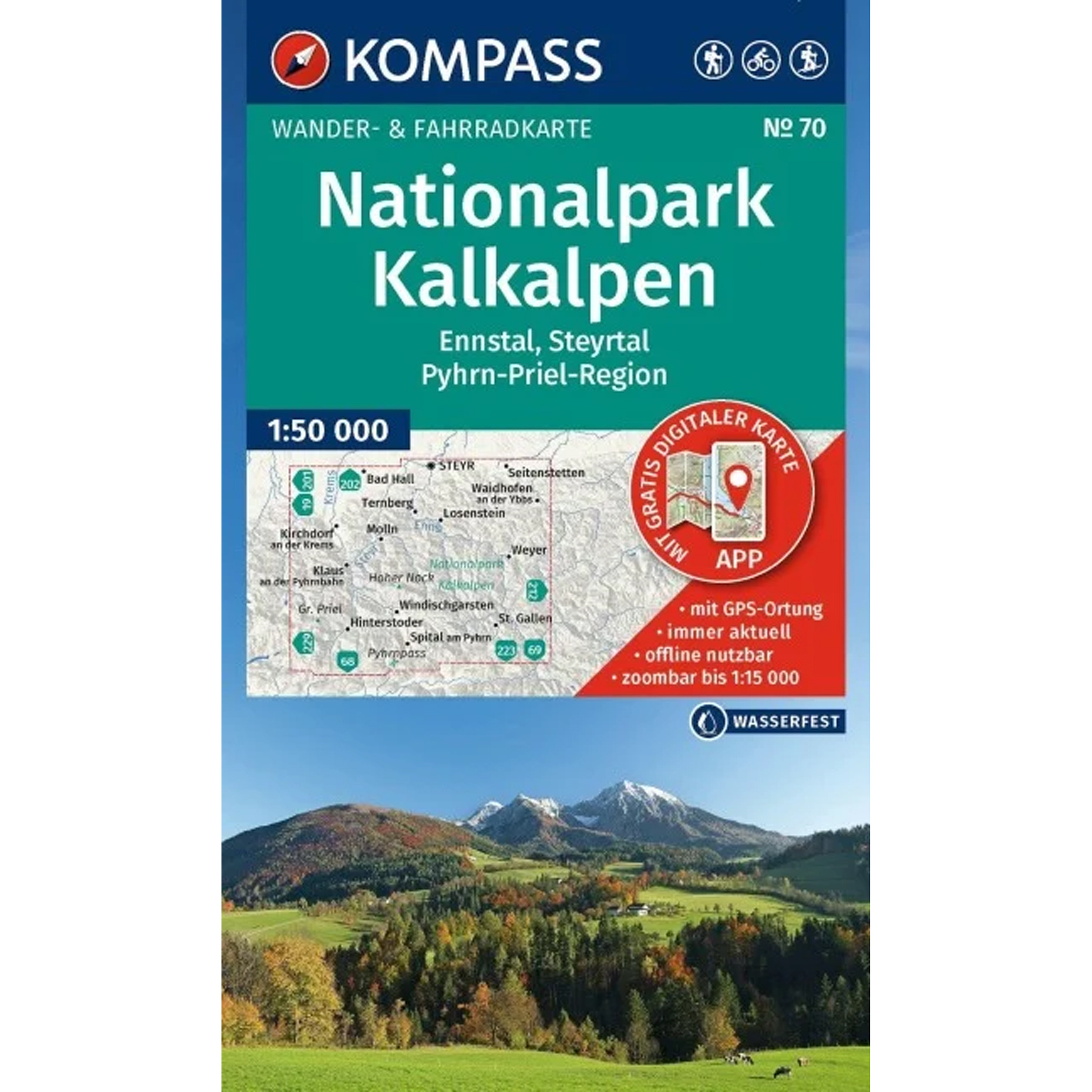 Kompass Verlag WK 70 Nationalpark Kalkalpen Topografische Karten Aufl. 2025