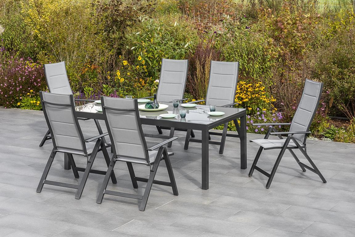 MERXXHANDELS 7tlg Florenz Set 6 Sessel 1 Semi AZ-Tisch 200/300x100cm 16909317