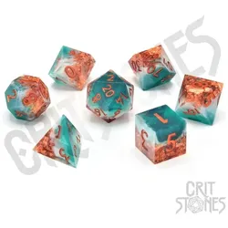 Glass Staff Mystic Marine Sharp Edge Resin RPG Dice Set