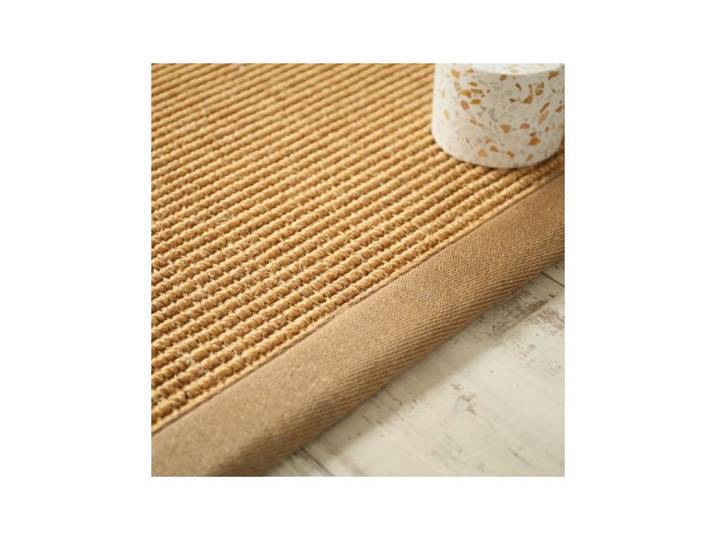 Tapis Sisal grosses boucles - Cuba paille dorée - Ganse lin camel - 120 x 170 cm