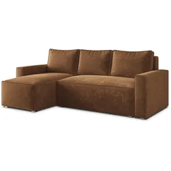 ECKSOFA POTARO LM Hellbraun Chenille mit Schlaffunktion