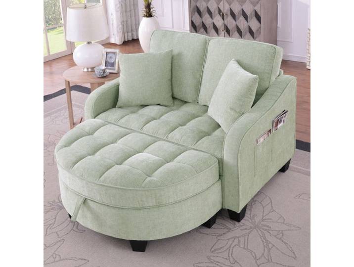 NuvlaGu – Canapé convertible avec repose-pieds de rangement – Convient aux salons et aux bureaux – Vert