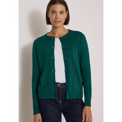 Cardigan CECIL, Damen, Gr. 3XL (48), schwarz fir grün, Web, 60% Baumwolle, 40% Viskose, unifarben, comfort fit normal, Rundhals, Rippbündchen, Strickjacken, mit Knopfleiste