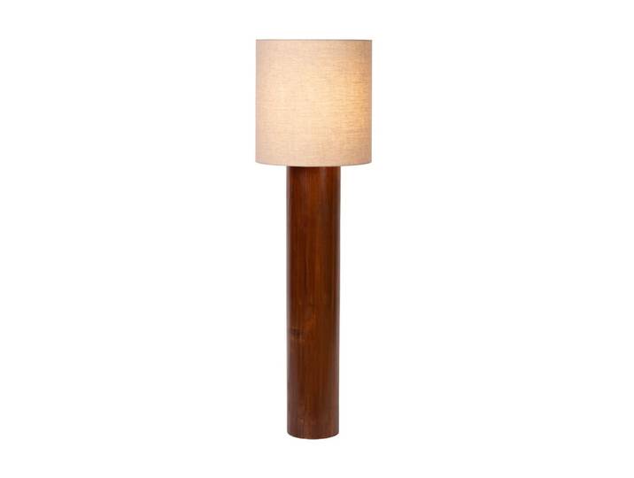 Lampadaire avec abat-jour en lin et socle en bois, ø 18 cm, h 110 cm