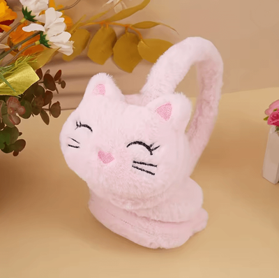 Inspire Essentials CozyCat Plush Earmuffs Winter Warm Ear Protection pink