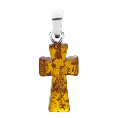 Kettenanhänger OSTSEE-SCHMUCK "Ostsee-Schmuck Anhänger Kreuz 28 x 16 mm Silber 925/000", weiß, Schmuckanhänger, Damen, 35 x 16mm, Bernstein, 1,7 g, Kettenanhänger
