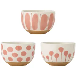Bloomingville Linora Schalen 3er Set Steingut, Rosa, 8 cm, Ø 12.5 cm