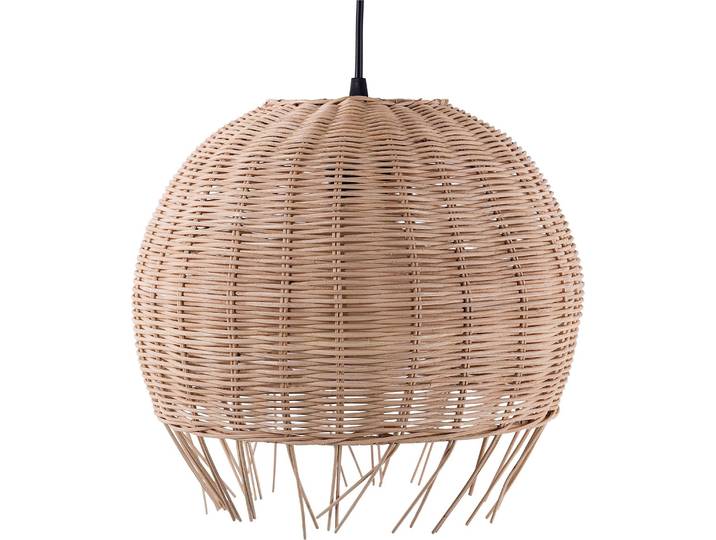 BELIANI Hängeleuchte Hellbraun Rattan Schirm in Kugelform mit Korbgeflecht Ethno Stil