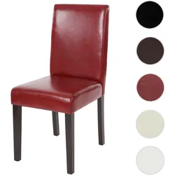Esszimmerstuhl Littau, Küchenstuhl Stuhl, Kunstleder ~ rot, dunkle Beine