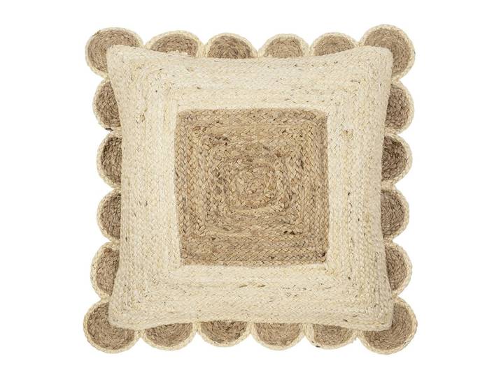 Coussin en jute - naturel et blanc - 60 x 60 cm