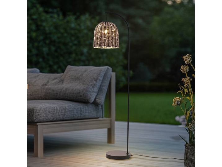Lampadaire d'extérieur Taryn, 172 cm, marron, IP44, plastique - Lindby - Terrasse - Rustique - À ampoule unique