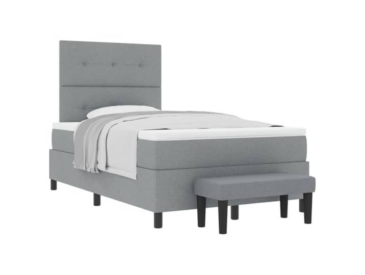 KTHLBRH Boxspringbett hellgrau 120 x 190 cm Stoff Kopfteil verstellbar, 2 Höhen, Taschenfedern, technisches Holz, max. Gewicht 280 kg, atmungsaktiver Stoff, Kammer:
