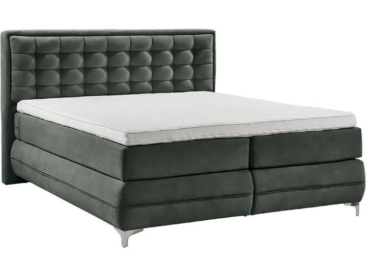 Musterring Boxspringbett Dubai, Winkelfuß in Chrom, 3 Härtegrade, Kopfteil in Kassettensteppung