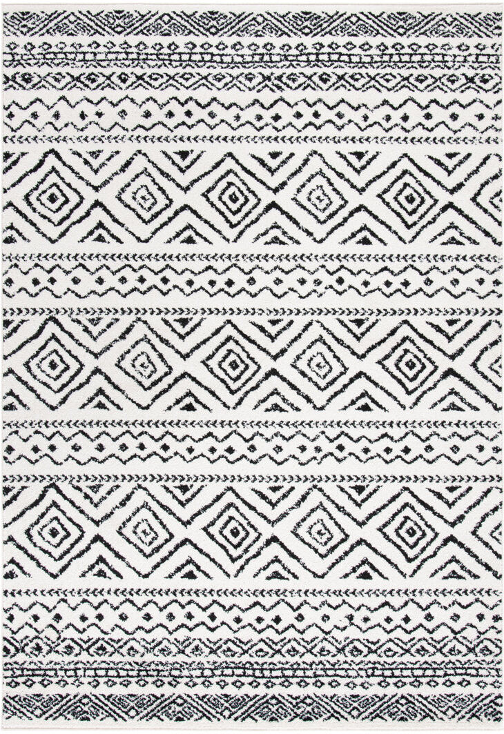 Mistana Hermine Geometric Area Rug Ivory/Black Rectangle 122 x 183 cm