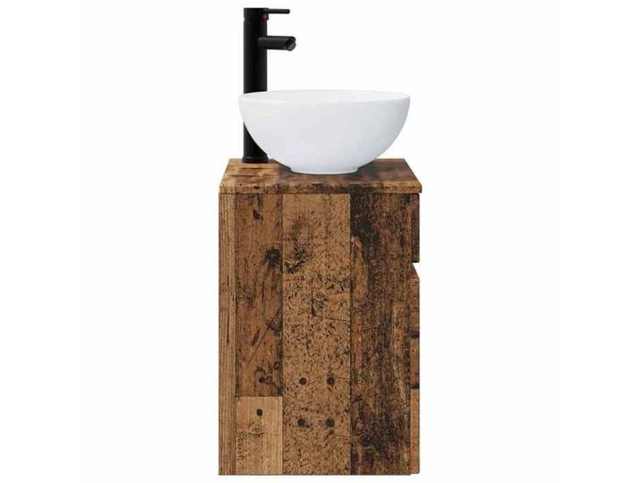 Meuble sous lavabo - - Meuble lavabo - Bois ingénierie - Bois ancien - Avec lavabo - 39x35x63 cm @98103
