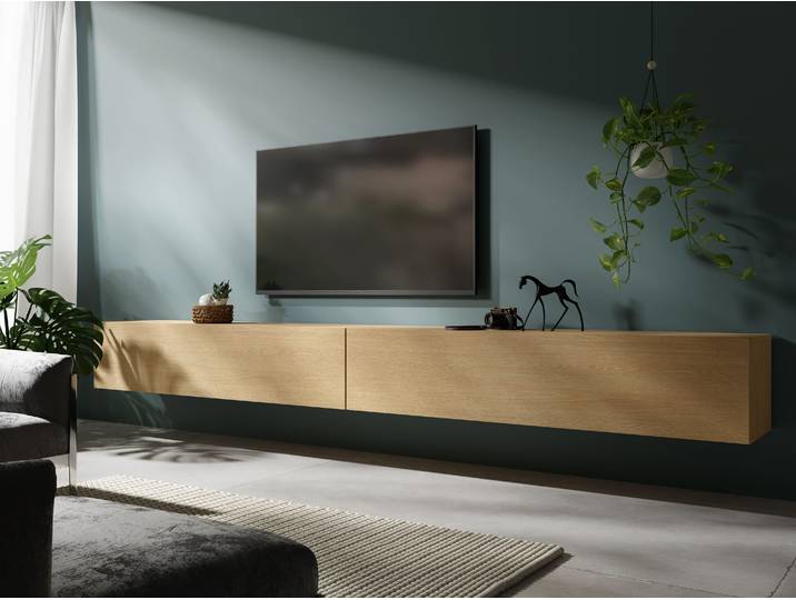 Meuble tv-hifi KINGSTON 2 portes battantes 280 cm chêne