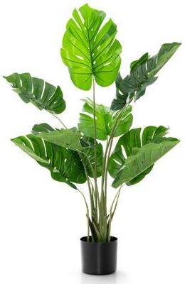 Costway 4 Feet Artificial Monstera Deliciosa Tree with 10 Leaves of Different Sizes