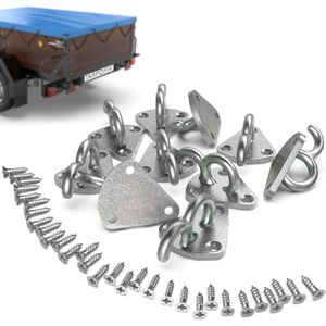Tarpofix Planenhaken PH3-SB, Hakenplatte mit Schrauben, für Abdecknetze und Planen, aus Metall, 10 Stück