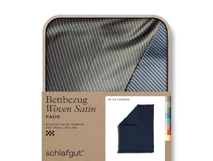 schlafgut Woven Fade Satin Bettwäsche 155x220cm gestreift Bettdecke Bezug einzeln, Blue Fade in Hotelqualität mit 100% Baumwolle